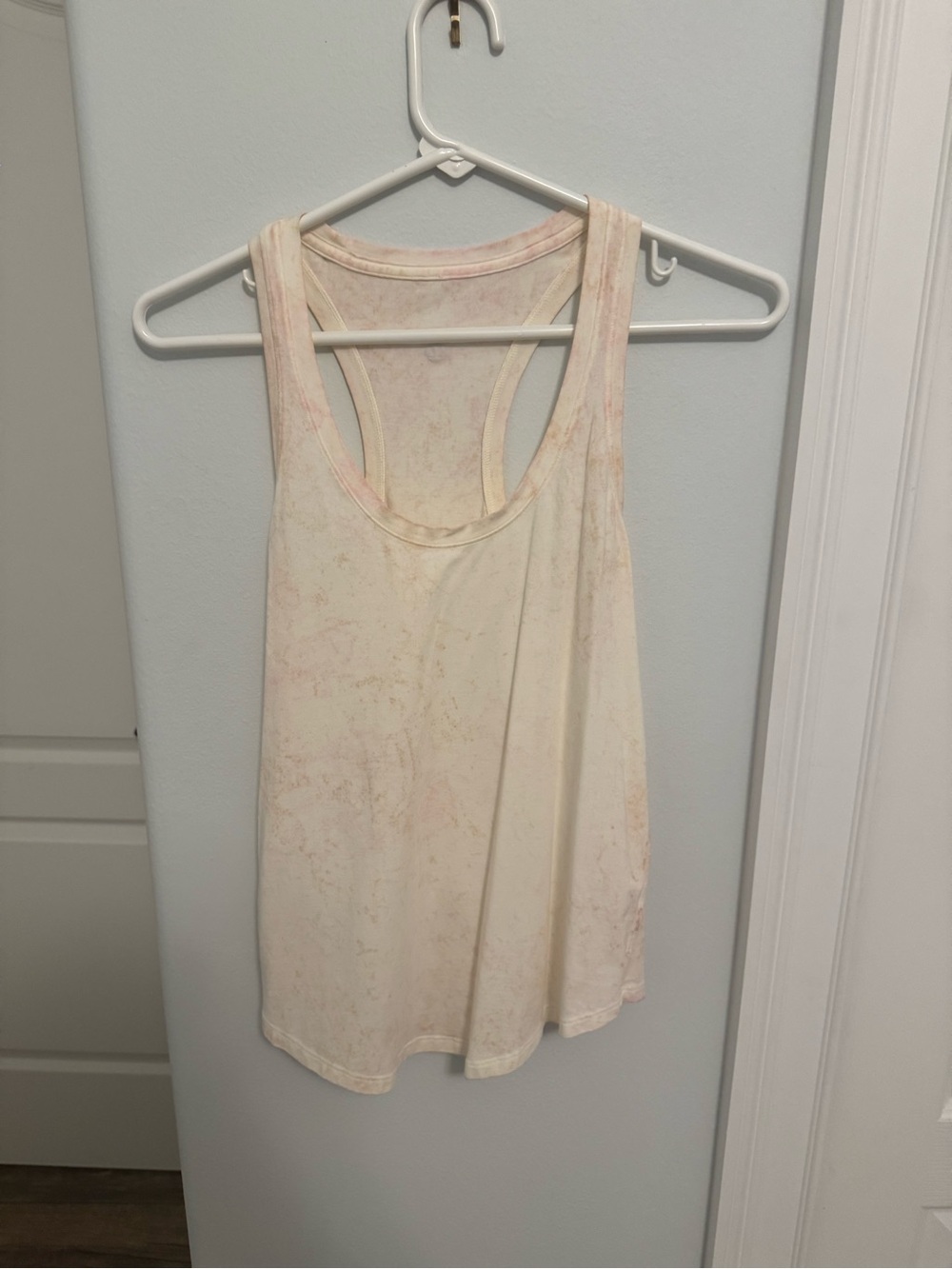 lululemon athletica Cream Tank Top with Pale Pink Wash